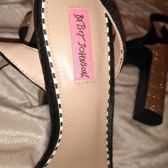 Betsey Johnson Black and Gold Mattie Heels - Picture 2 of 2